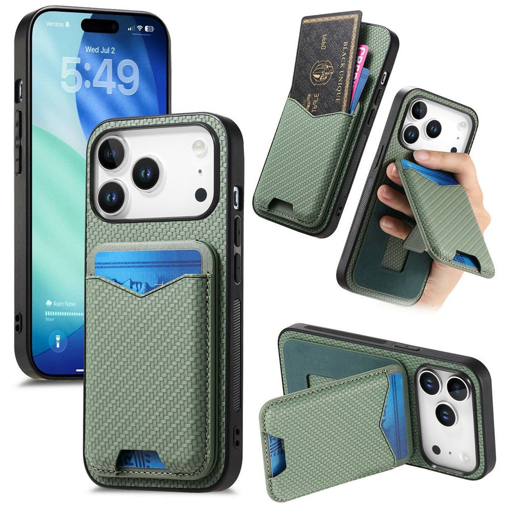 Carbon Optik Kartenfach Kunstleder/Silikon Hülle/Case für iPhone 18 Pro, 18 Pro Max | ZITOCASES®