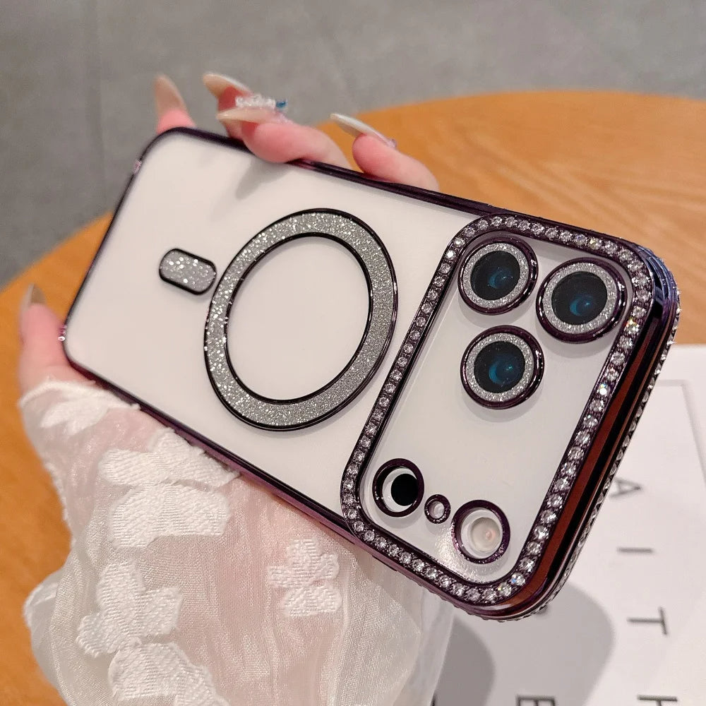 Transparente Glitzer/Chrom MagSafe/Magnet Diamant Hülle/Case für iPhone 17 Pro, 17 Pro Max | ZITOCASES®
