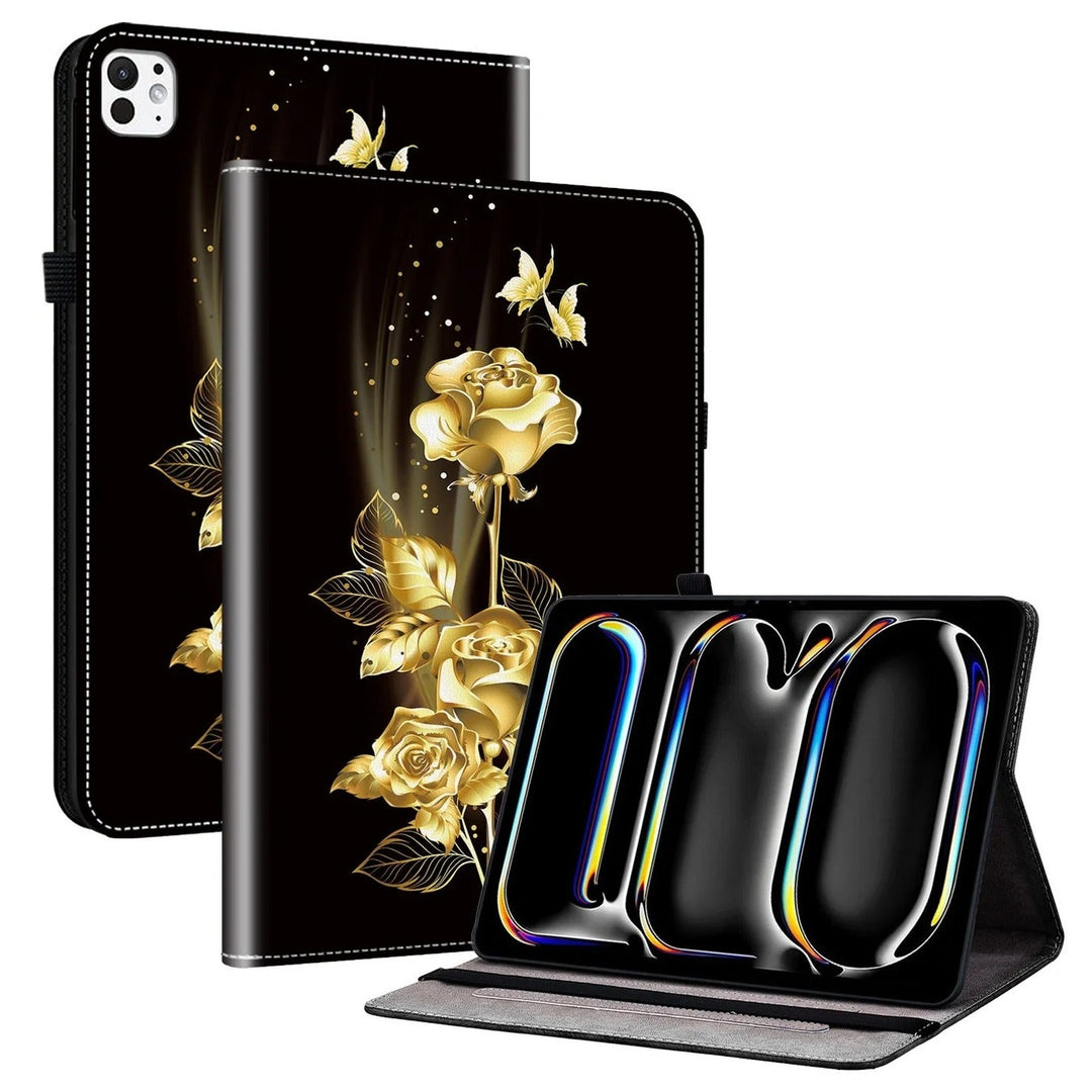 Gold/Rosen Motiv Kunstleder Hülle/Case für iPad, Mini, Pro, Air | ZITOCASES®