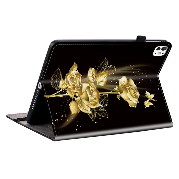 Gold/Rosen Motiv Kunstleder Hülle/Case für iPad, Mini, Pro, Air | ZITOCASES®