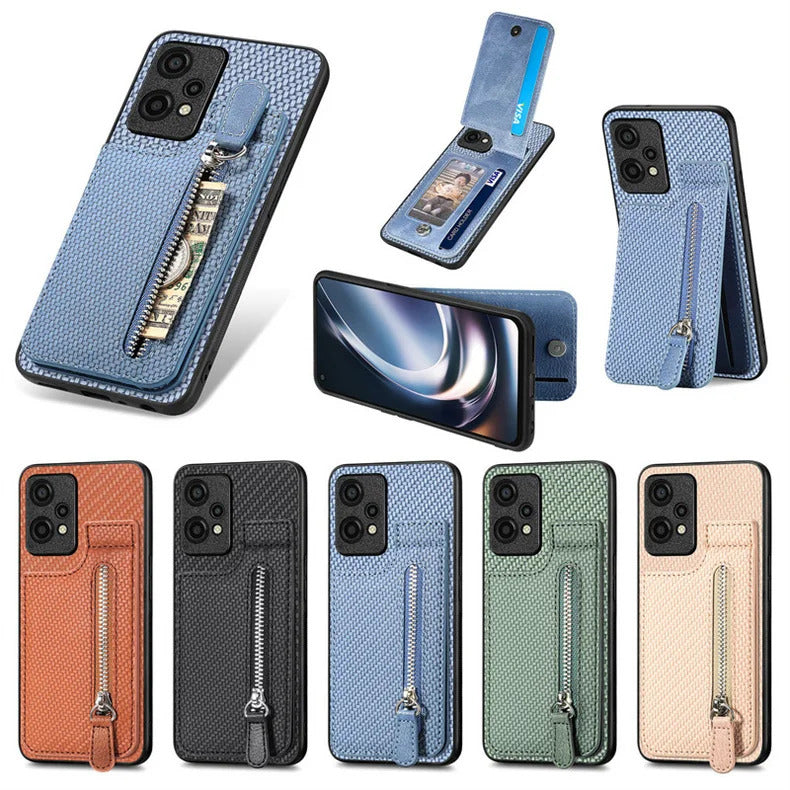 Kunstleder/Carbon Optik Kartenfach Hülle/Case für OnePlus 13R, 13, 12R, 12, 11, 10T, 10 Pro, 9, 9 Pro, 8, 8 Pro, 8T, Nord 4, 3, 2, CE | ZITOCASES®