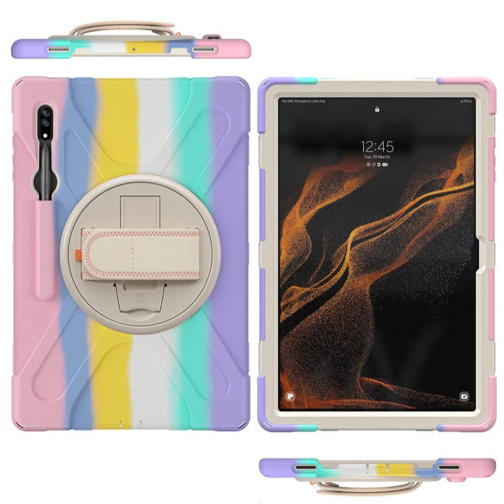 Dreiteilige Outdoor/Airbag Soft Hülle/Case inkl. Gurt für Samsung Galaxy Tab S10 Plus, S10 Ultra, S9, S9 Plus, S9 Ultra, S8, S8 Plus, S8 Ultra, S7, S7 Plus, A7, A7 Lite, A8 | ZITOCASES®