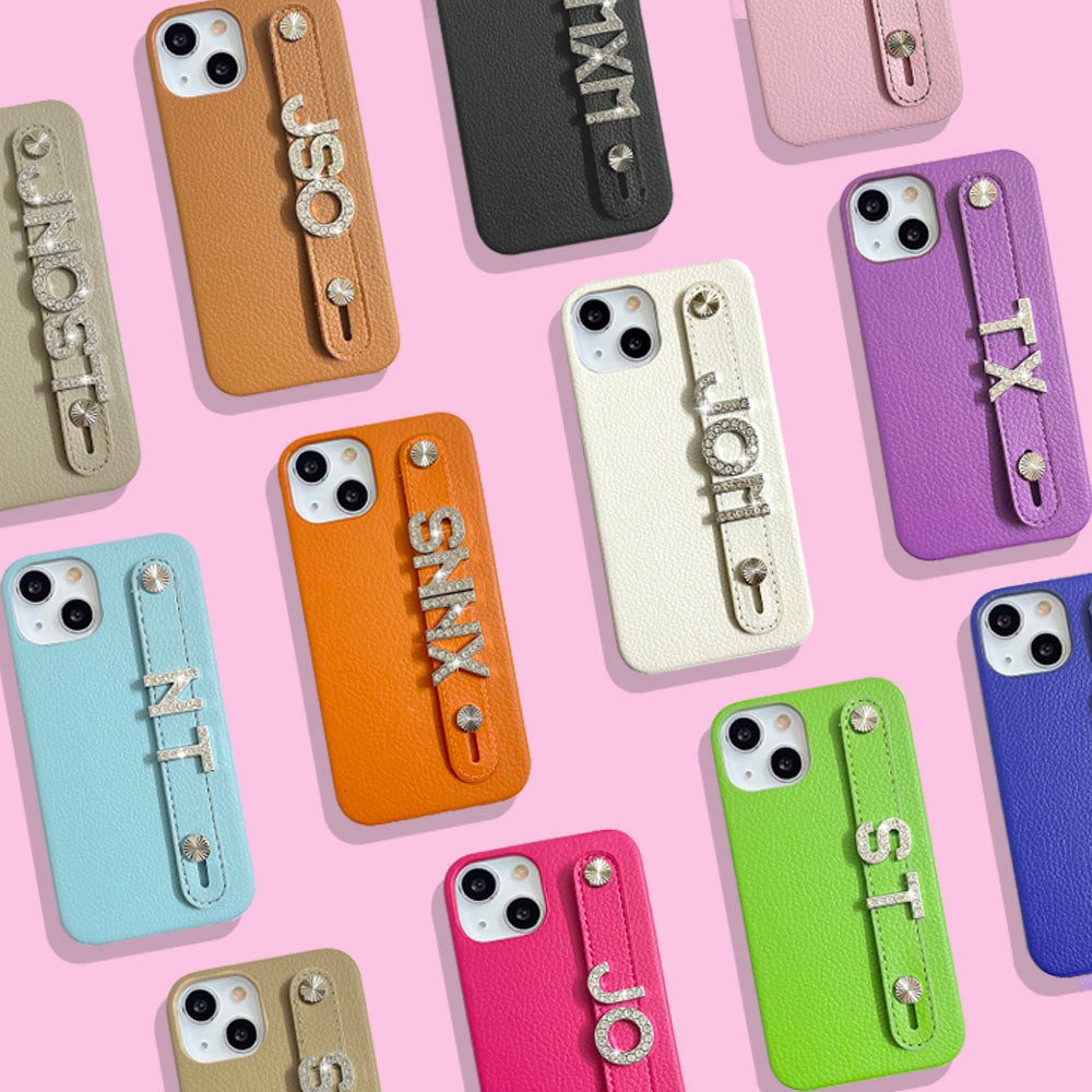 Personalisierte Kunstleder Hülle/Case mit individuellem 3D Diamant/Edelstahl Namen/Wort für iPhone | ZITOCASES®