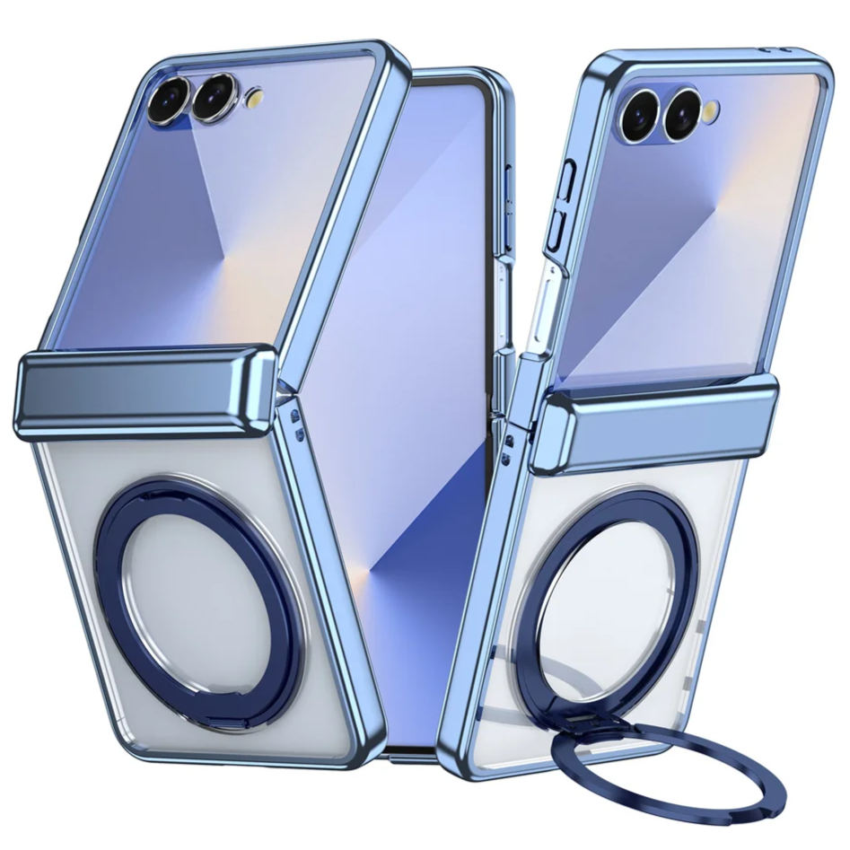 Transparente/Chrom MagSafe/Magnet Hülle/Case inkl. Ständer/Auflage für Samsung Galaxy Z Flip 7 FE, 7, 6, 5, 4, 3 | ZITOCASES®