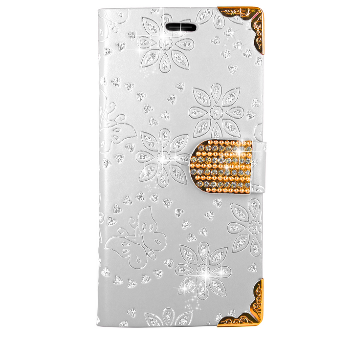 Glitzer/Blumen Kunstleder Klapp Hülle/Flip Case für Nokia X30, XR21, XR20, X20, G60, G50, G42, G22, G21, G20, G11, G10, 9, PureView, 8, 8 Sirocco, 8.3, 7, 7 Plus, 7.2, 6 | ZITOCASES®