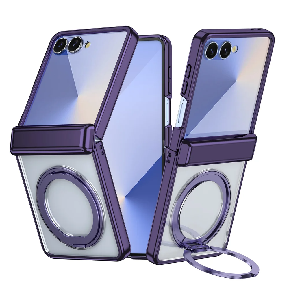 Transparente/Chrom MagSafe/Magnet Hülle/Case inkl. Ständer/Auflage für Samsung Galaxy Z Flip 7 FE, 7, 6, 5, 4, 3 | ZITOCASES®