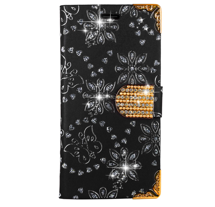 Glitzer/Blumen Kunstleder Klapp Hülle/Flip Case für Nokia X30, XR21, XR20, X20, G60, G50, G42, G22, G21, G20, G11, G10, 9, PureView, 8, 8 Sirocco, 8.3, 7, 7 Plus, 7.2, 6 | ZITOCASES®