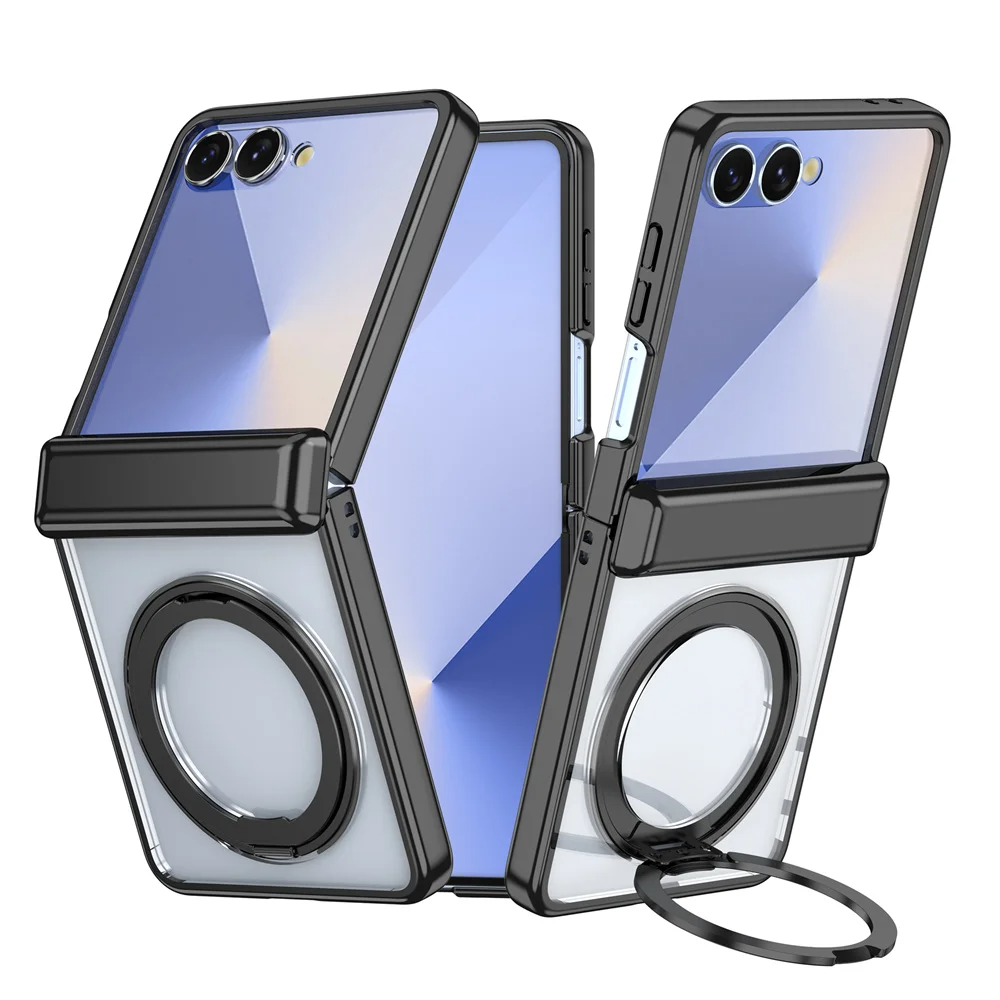 Transparente/Chrom MagSafe/Magnet Hülle/Case inkl. Ständer/Auflage für Samsung Galaxy Z Flip 7 FE, 7, 6, 5, 4, 3 | ZITOCASES®