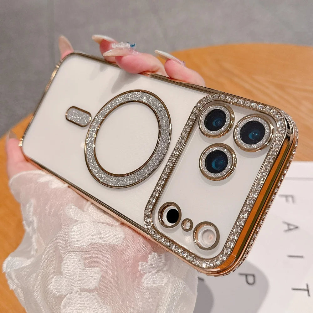 Transparente Glitzer/Chrom MagSafe/Magnet Diamant Hülle/Case für iPhone 17 Pro, 17 Pro Max | ZITOCASES®