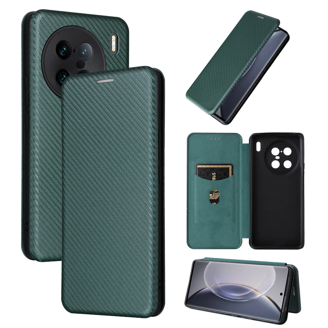 Kunstleder Carbon Klapp Hülle/Flip Case für Vivo X100, X100 Pro, X100 Ultra, X90, X90 Pro, X90 Pro Plus, X100 Pro, X60, X51, V40, V40 Lite, V40 Pro, V40 SE, V21, Y72, Y70, Y21S | ZITOCASES®