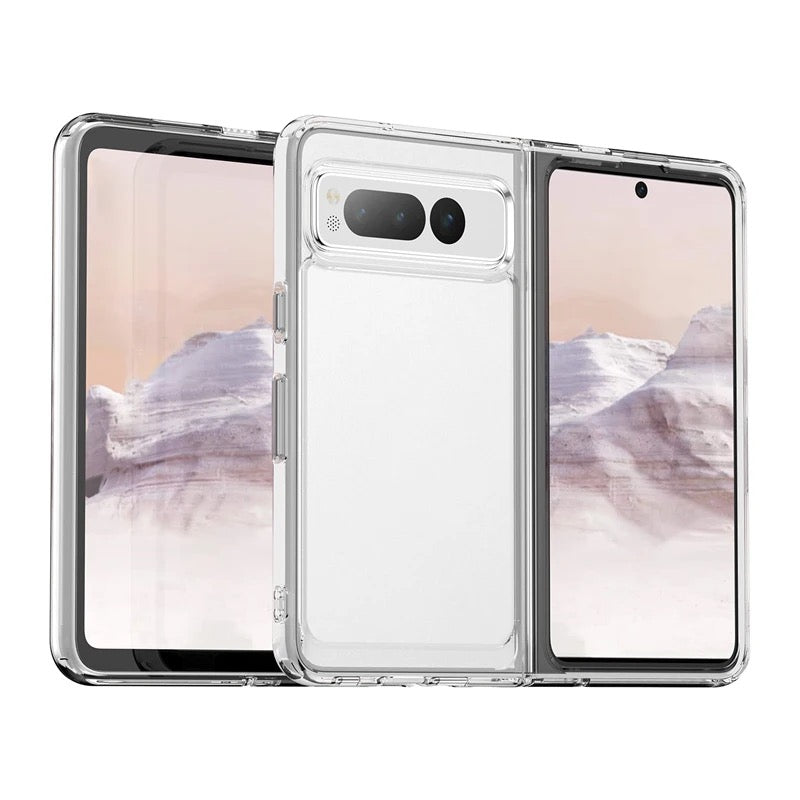 Transparente Silikon/Plastik Hülle/Case mit buntem Rahmen für Google Pixel Fold | ZITOCASES®