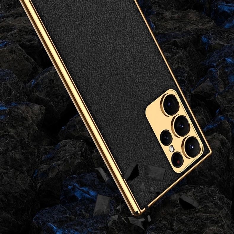 Luxus Kunstleder/Gold Optik Hülle/Case für Samsung Galaxy S25, Note-Serie | ZITOCASES®