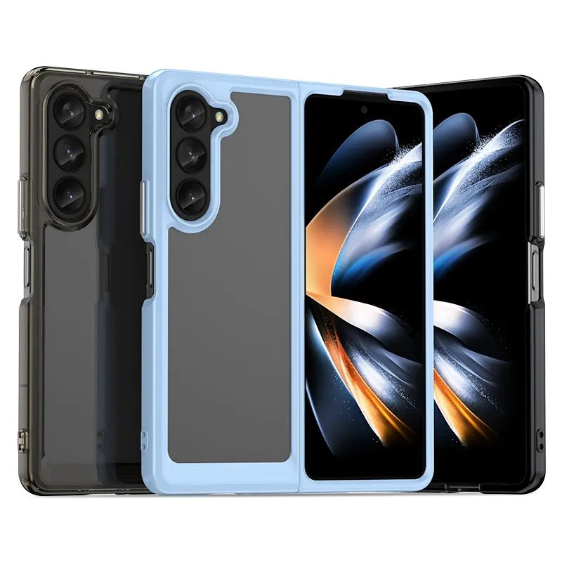 Transparente Silikon/Plastik Hülle/Case mit buntem Rahmen für Samsung Galaxy Z Fold 6, 5, 4, 3, 2 | ZITOCASES®