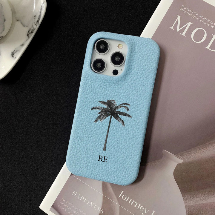 Personalisierte Palmen Kunstleder Hülle/Case mit individuellem Namen/Wort für iPhone 15, 14-Serie | ZITOCASES®