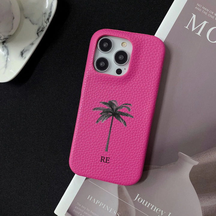 Personalisierte Palmen Kunstleder Hülle/Case mit individuellem Namen/Wort für iPhone 15, 14-Serie | ZITOCASES®