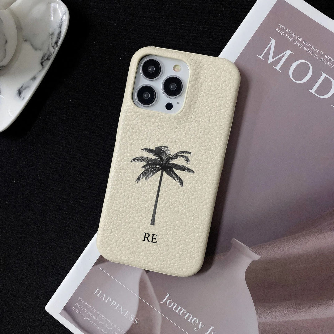 Personalisierte Palmen Kunstleder Hülle/Case mit individuellem Namen/Wort für iPhone 15, 14-Serie | ZITOCASES®