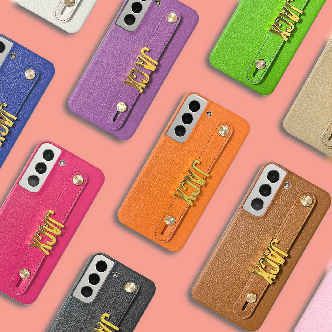 Personalisierte Kunstleder Hülle/Case mit individuellem 3D Edelstahl Namen/Wort für Samsung Galaxy S25, Note-Serie | ZITOCASES®