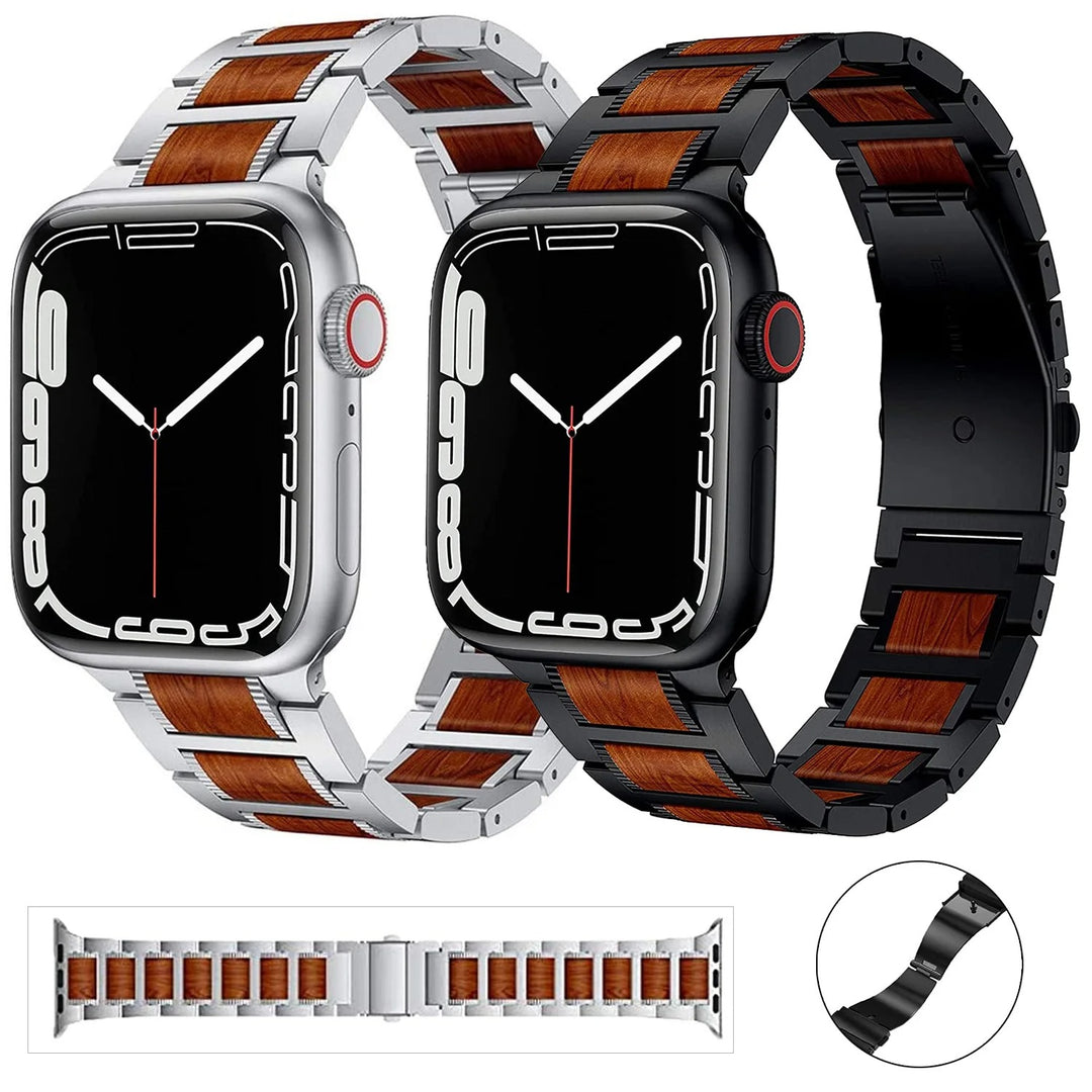 Edelstahl/Holz Armband für Apple Watch Series 10, 9, 8, 7, 6, 5, 4, 3, 2, 1, SE, Ultra | ZITOCASES®