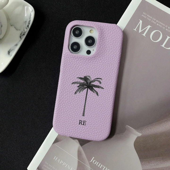 Personalisierte Palmen Kunstleder Hülle/Case mit individuellem Namen/Wort für iPhone 15, 14-Serie | ZITOCASES®