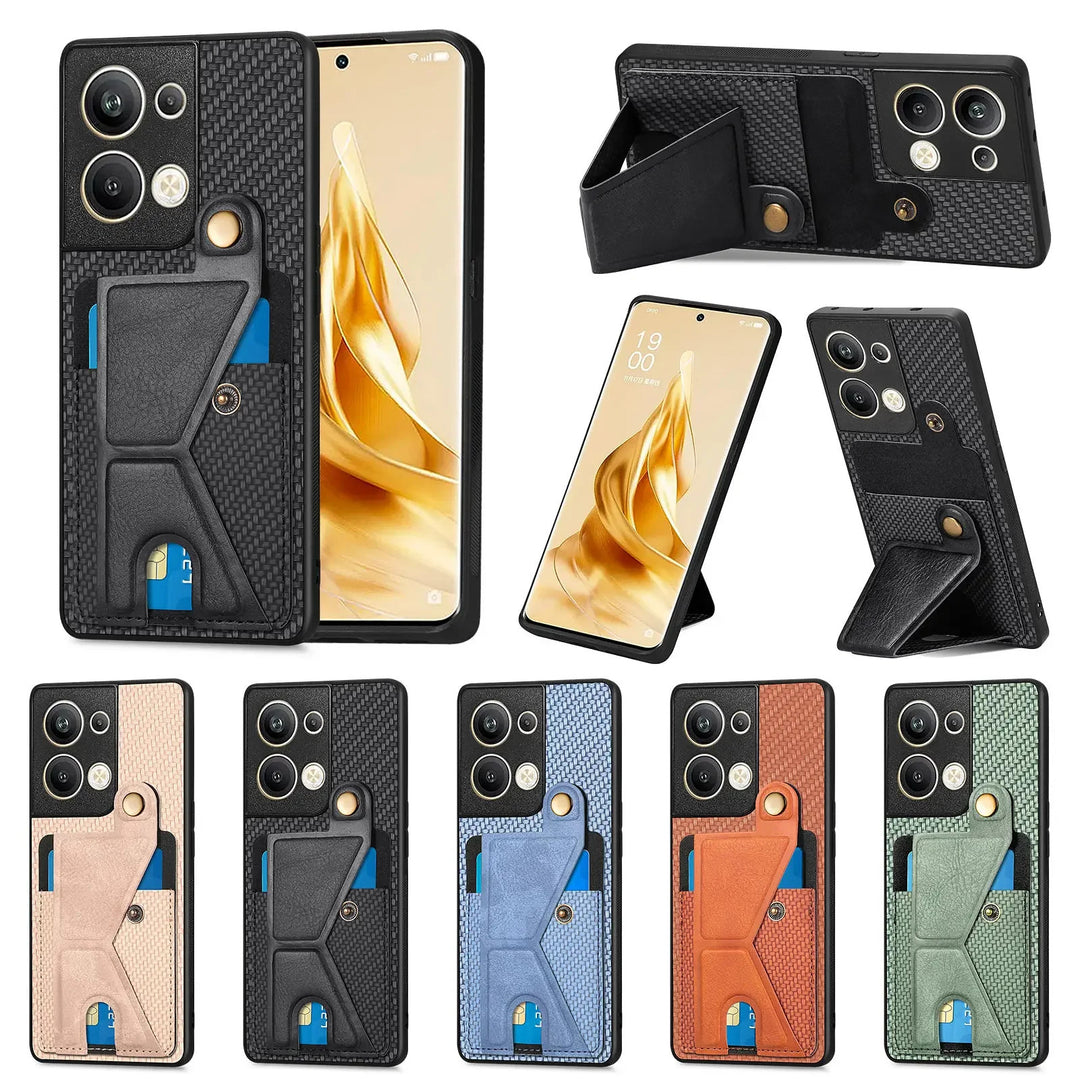 Kunstleder/Carbon Optik Kartenfach Hülle/Case für Oppo Reno 13, 13 Pro, 12, 12 Pro, 11, 11 Pro, 10, 10 Pro, 9, 9 Pro, 9 Pro Plus, 8, 8T, 8 Pro, 7, 7 Pro, 7 SE, 6, 4, 4Z, 4 Pro, Find X8, X8 Pro, X7, X7 Ultra, X6, X6 Pro, X5 | ZITOCASES®