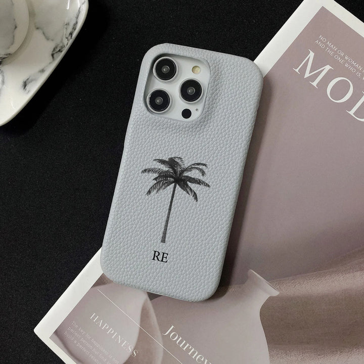 Personalisierte Palmen Kunstleder Hülle/Case mit individuellem Namen/Wort für iPhone 15, 14-Serie | ZITOCASES®