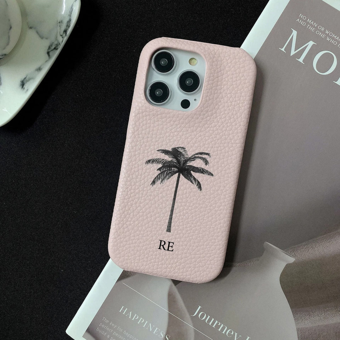 Personalisierte Palmen Kunstleder Hülle/Case mit individuellem Namen/Wort für iPhone 15, 14-Serie | ZITOCASES®