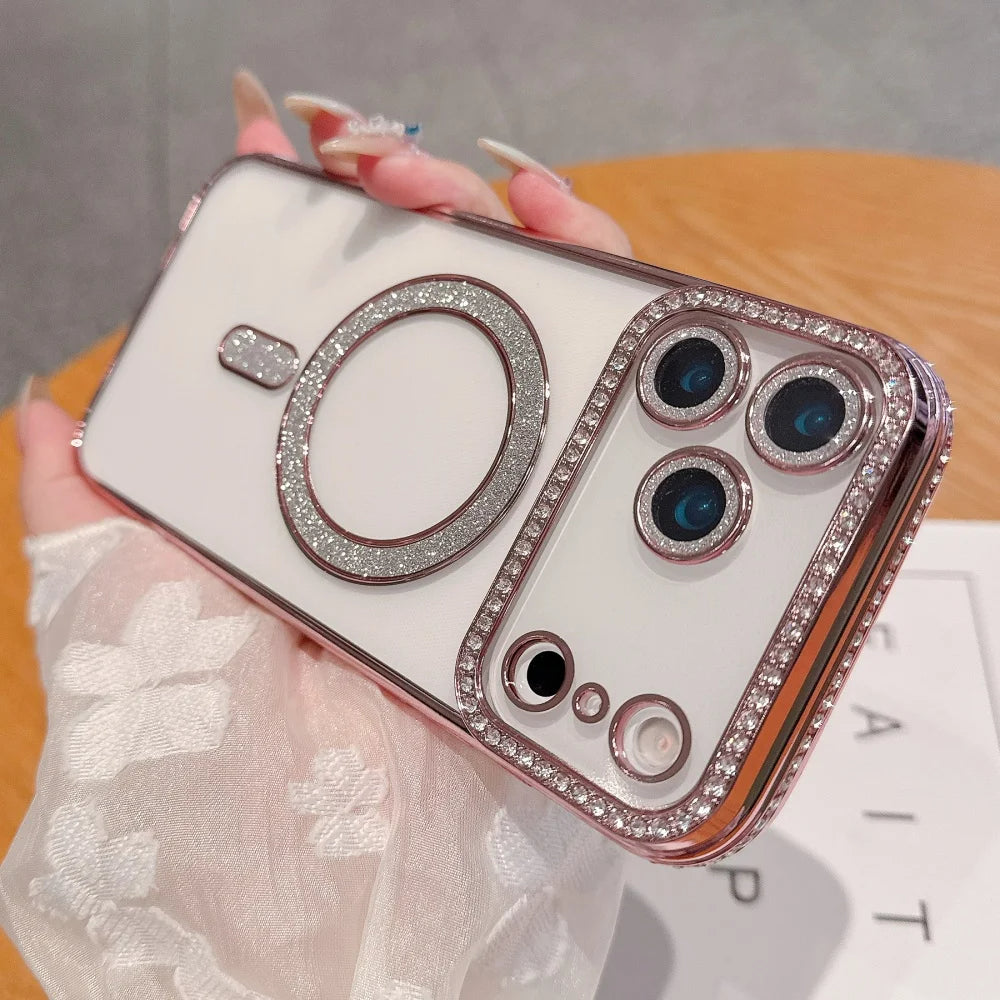 Transparente Glitzer/Chrom MagSafe/Magnet Diamant Hülle/Case für iPhone 17 Pro, 17 Pro Max | ZITOCASES®