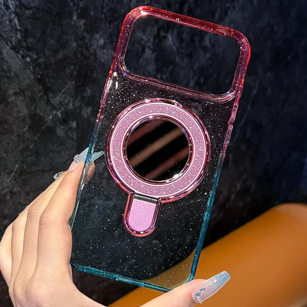 Transparente/Glitzer Spiegel MagSafe/Magnet Hülle/Case mit integriertem Ständer für iPhone 17 Pro, 17 Pro Max | ZITOCASES®