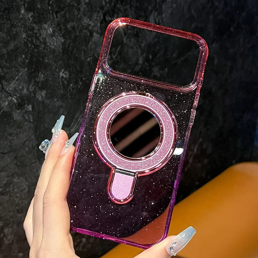 Transparente/Glitzer Spiegel MagSafe/Magnet Hülle/Case mit integriertem Ständer für iPhone 17 Pro, 17 Pro Max | ZITOCASES®