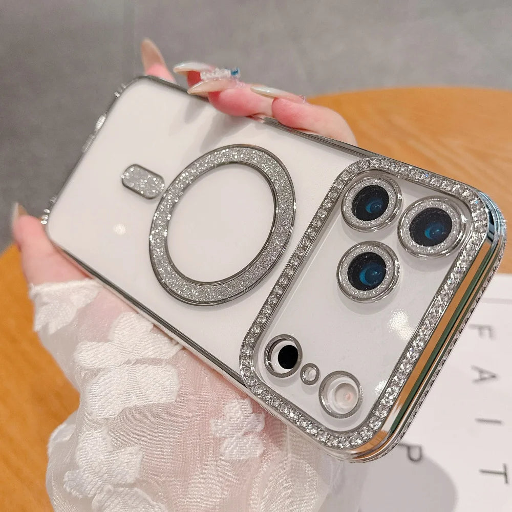 Transparente Glitzer/Chrom MagSafe/Magnet Diamant Hülle/Case für iPhone 17 Pro, 17 Pro Max | ZITOCASES®