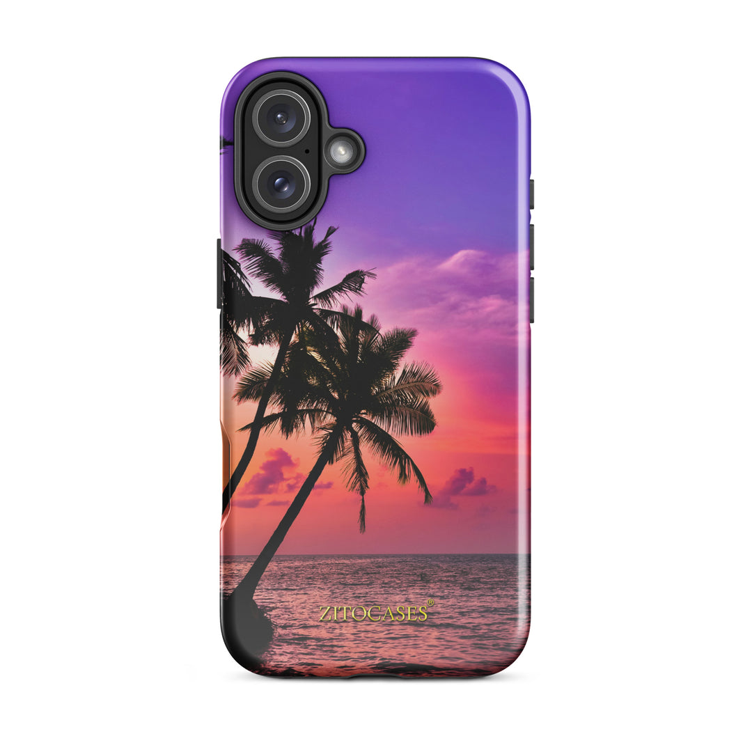 Dualschutz Palmen/Sonnenuntergang Design 2-in-1 Hybrid Hülle/Case für iPhone 16, 16 Plus, 16 Pro, 16 Pro Max, 15, 15 Plus, 15 Pro, 15 Pro Max, 14, 14 Plus, 14 Pro, 14 Pro Max, 13, 13 Pro, 13 Pro Max, 13 Mini, 12, 12 Pro, 12 Pro Max, 12 Mini | ZITOCASES®