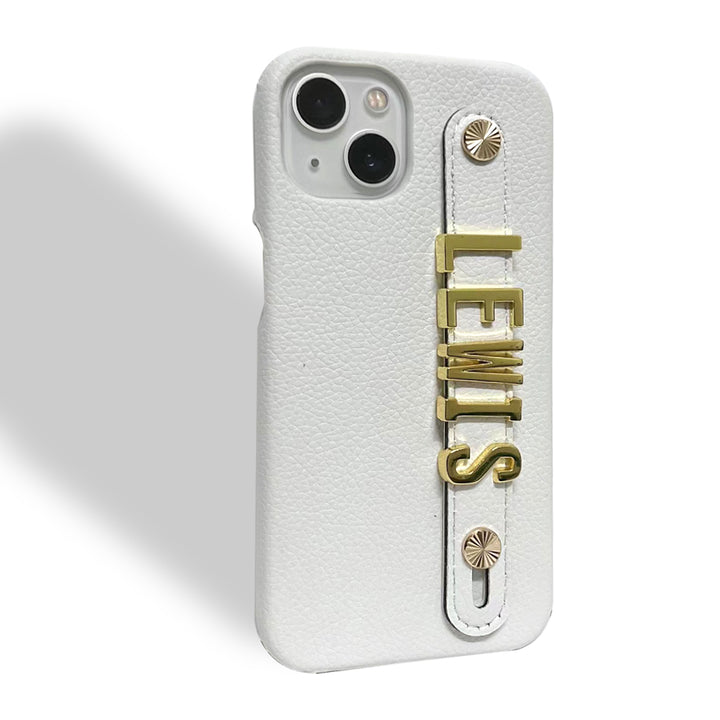 Personalisierte Kunstleder Hülle/Case mit individuellem 3D Edelstahl Namen/Wort für iPhone 13, 12-Serie | ZITOCASES®