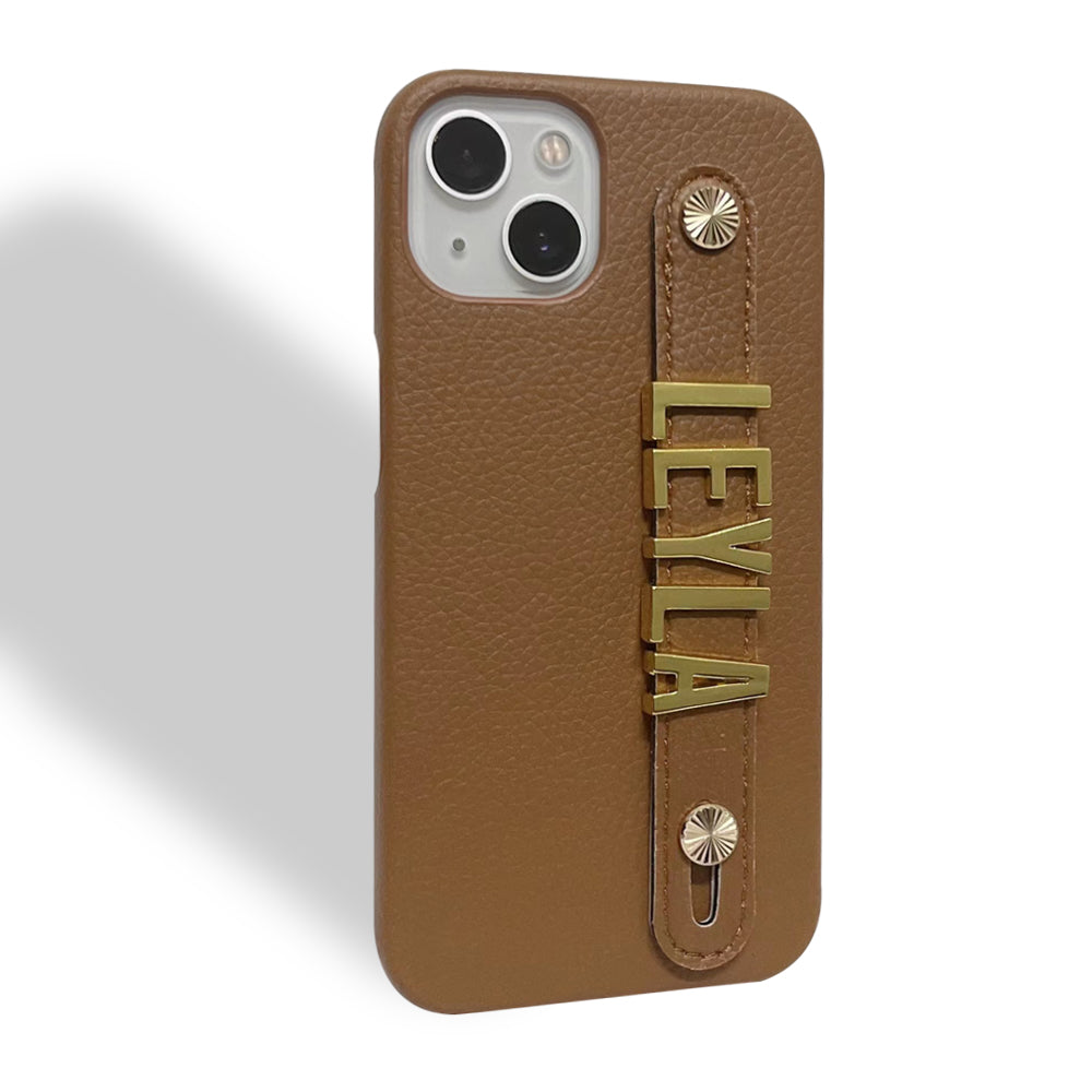 Personalisierte Kunstleder Hülle/Case mit individuellem 3D Edelstahl Namen/Wort für iPhone 13, 12-Serie | ZITOCASES®