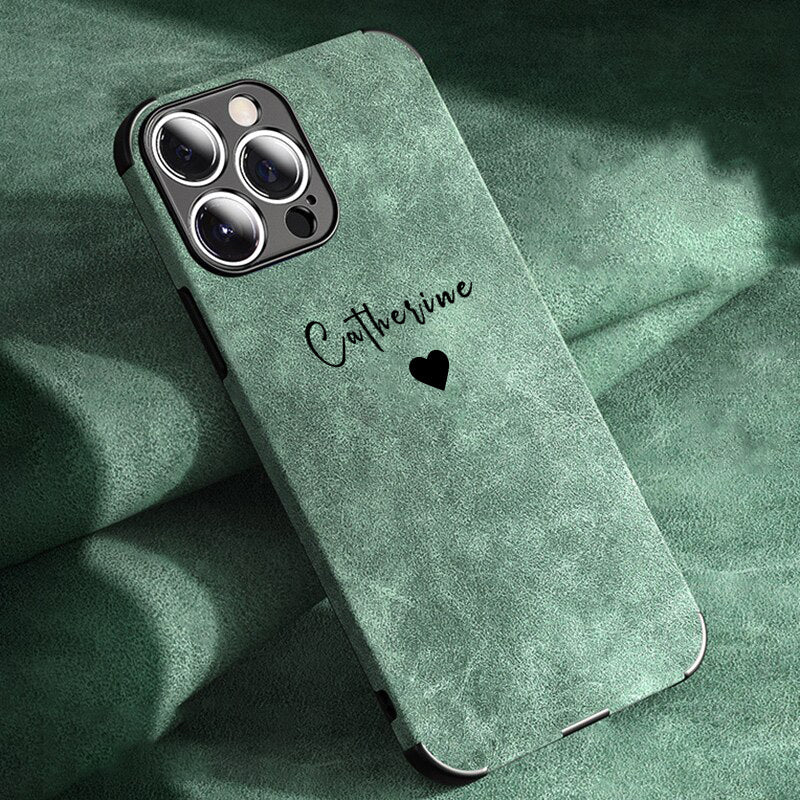 Personalisierte Mikrofaser/Herz Hülle/Case mit individuellem Namen/Wort für iPhone 13, 12-Serie | ZITOCASES®