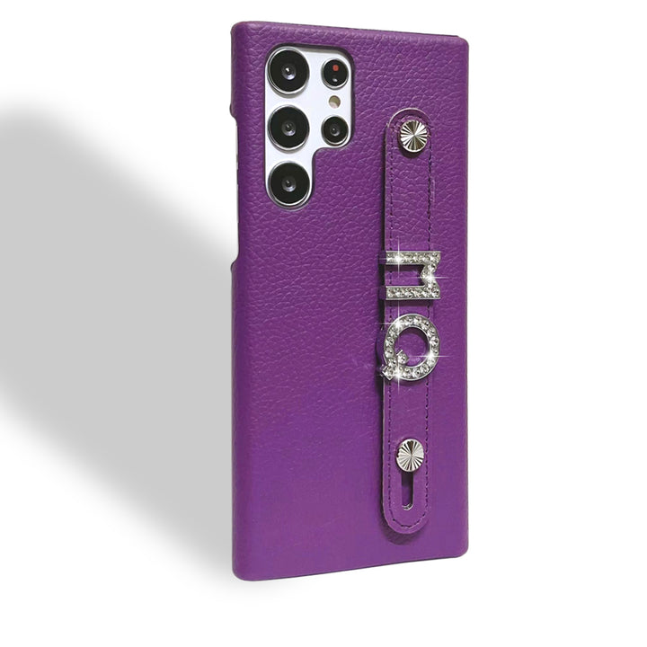 Personalisierte Kunstleder Hülle/Case mit individuellem 3D Diamant/Edelstahl Namen/Wort für Samsung | ZITOCASES®