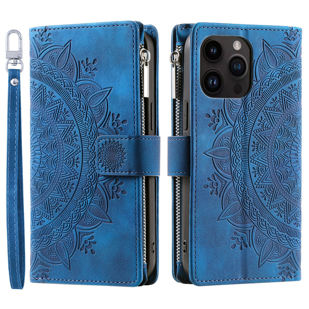 Mandala-Blumen Kunstleder Klapp Hülle/Flip Case für iPhone 16, 15, 14-Serie | ZITOCASES®