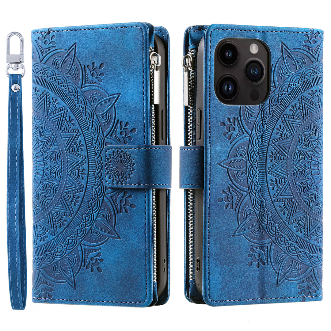 Mandala-Blumen Kunstleder Klapp Hülle/Flip Case für iPhone 16, 16 Plus, 16 Pro, 16 Pro Max, 16e, 15, 15 Plus, 15 Pro, 15 Pro Max, 14, 14 Plus, 14 Pro, 14 Pro Max, 13, 13 Pro, 13 Pro Max, 13 Mini, 12, 12 Pro, 12 Pro Max, 12 Mini, SE, 11, 11 Pro | ZITOCASES®