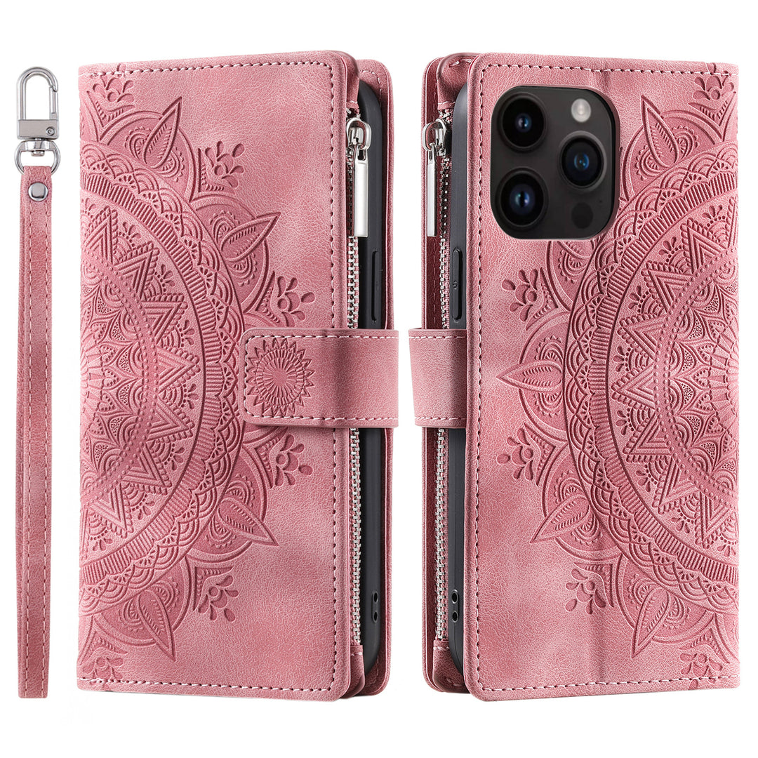 Mandala-Blumen Kunstleder Klapp Hülle/Flip Case für iPhone 16, 16 Plus, 16 Pro, 16 Pro Max, 16e, 15, 15 Plus, 15 Pro, 15 Pro Max, 14, 14 Plus, 14 Pro, 14 Pro Max, 13, 13 Pro, 13 Pro Max, 13 Mini, 12, 12 Pro, 12 Pro Max, 12 Mini, SE, 11, 11 Pro | ZITOCASES®