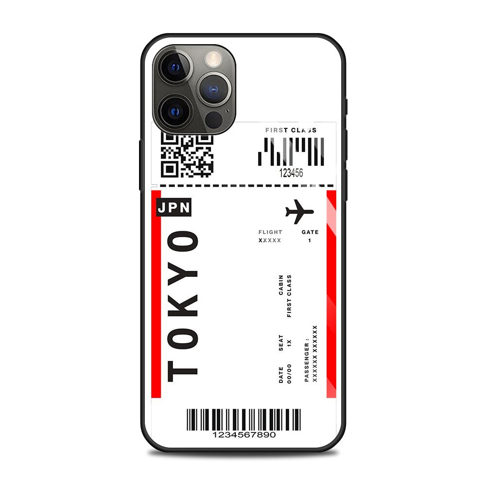 Flugticket/Reise Motiv Panzerglas Hülle/Case für iPhone 16, 16 Plus, 16 Pro, 16 Pro Max, 16e, 15, 15 Plus, 15 Pro, 15 Pro Max, 14, 14 Plus, 14 Pro, 14 Pro Max, 13, 13 Pro, 13 Pro Max, 13 Mini, 12, 12 Pro, 12 Pro Max, 12 Mini, SE, 11, 11 Pro, 11 Pro Max | ZITOCASES®