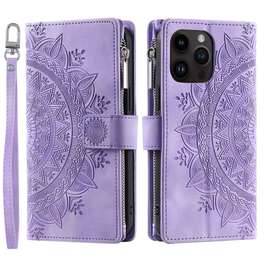 Mandala-Blumen Kunstleder Klapp Hülle/Flip Case für iPhone 16, 16 Plus, 16 Pro, 16 Pro Max, 15, 15 Plus, 15 Pro, 15 Pro Max, 14, 14 Plus, 14 Pro, 14 Pro Max, 13, 13 Pro, 13 Pro Max, 13 Mini, 12, 12 Pro, 12 Pro Max, 12 Mini, SE, 11, 11 Pro, 11 Pro Max | ZITOCASES®