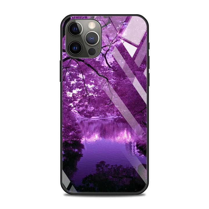 Lila Blumen Motiv Panzerglas Hülle/Case für iPhone 16, 16 Plus, 16 Pro, 16 Pro Max, 15, 15 Plus, 15 Pro, 15 Pro Max, 14, 14 Plus, 14 Pro, 14 Pro Max, 13, 13 Pro, 13 Pro Max, 13 Mini, 12, 12 Pro, 12 Pro Max, 12 Mini, SE, 11, 11 Pro, 11 Pro Max, X/XS | ZITOCASES®