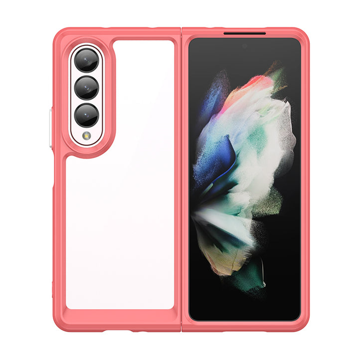 Transparente Silikon/Plastik Hülle/Case mit buntem Rahmen für Samsung Galaxy Z Fold 6, 5, 4, 3, 2 | ZITOCASES®