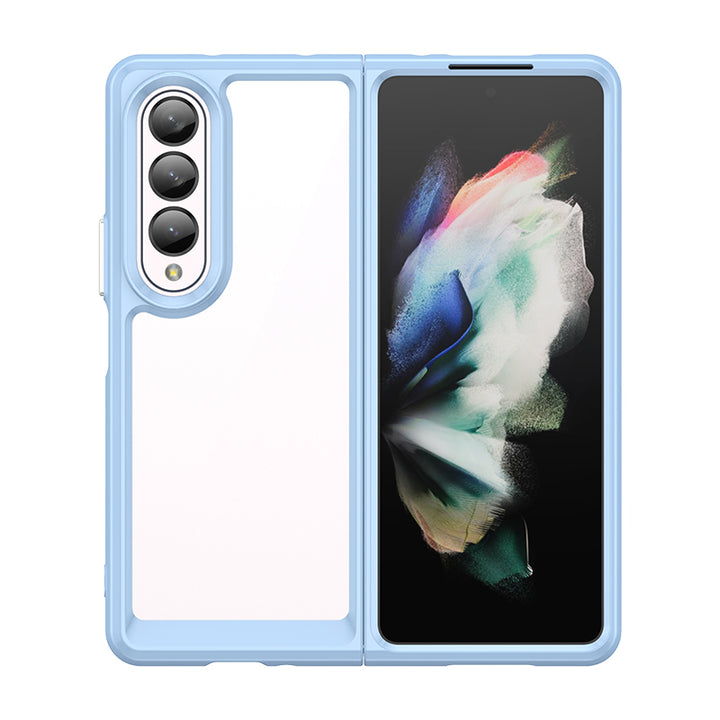 Transparente Silikon/Plastik Hülle/Case mit buntem Rahmen für Samsung Galaxy Z Fold 6, 5, 4, 3, 2 | ZITOCASES®