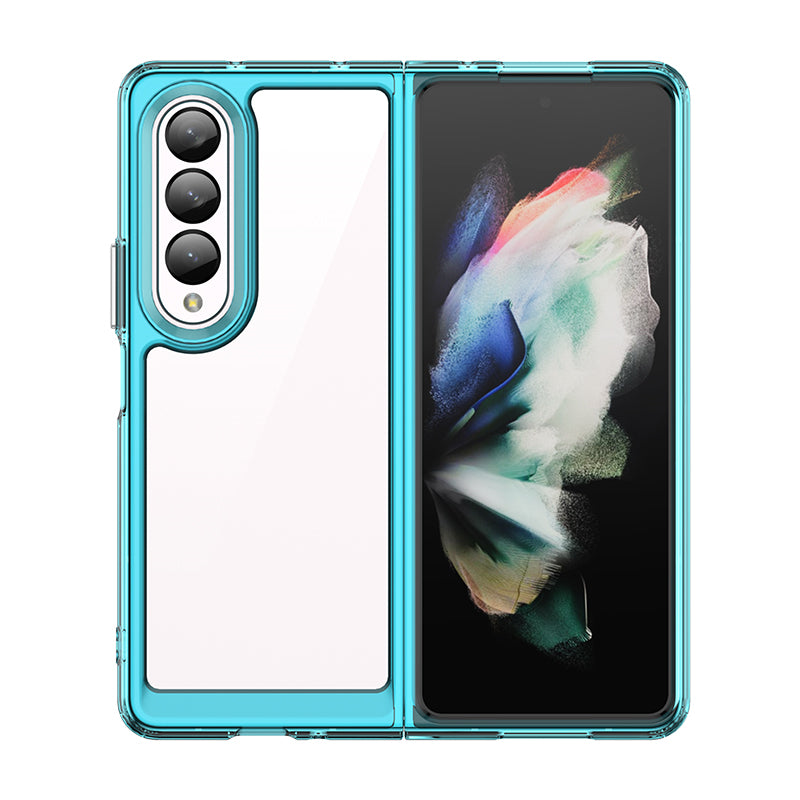 Transparente Silikon/Plastik Hülle/Case mit buntem Rahmen für Samsung Galaxy Z Fold 6, 5, 4, 3, 2 | ZITOCASES®