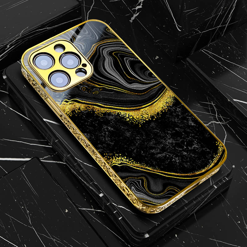 Marmor/Panzerglas Luxus/Gold Hülle/Case für iPhone 16-Serie | ZITOCASES®