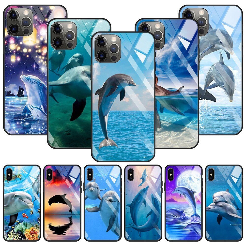 Delfin Motive Panzerglas Hülle/Case für iPhone 16, 16 Plus, 16 Pro, 16 Pro Max, 16e, 15, 15 Plus, 15 Pro, 15 Pro Max, 14, 14 Plus, 14 Pro, 14 Pro Max, 13, 13 Pro, 13 Pro Max, 13 Mini, 12, 12 Pro, 12 Pro Max, 12 Mini, SE, 11, 11 Pro, 11 Pro Max | ZITOCASES®