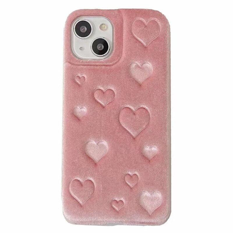 Weiche Stoff 3D Herz Hülle/Case für iPhone 16, 15, 14-Serie | ZITOCASES®