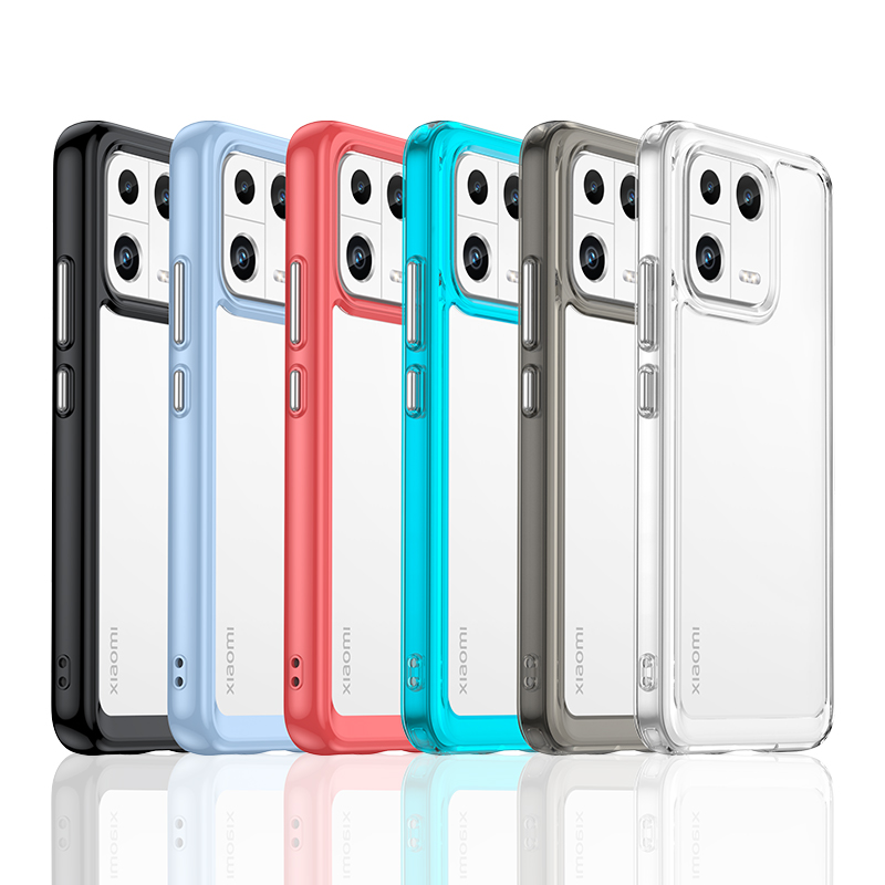 Transparente Silikon/Plastik Hülle/Case mit buntem Rahmen für Xiaomi 14, 13-Serie | ZITOCASES®