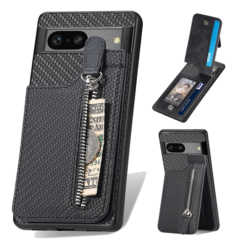 Kunstleder/Carbon Optik Kartenfach Hülle/Case für Google Pixel 9, 9 Pro, 9 Pro XL, 9A, 8, 8 Pro, 8A, 7, 7 Pro, 7A, 6, 6 Pro, 6A, 5, 4, 4 XL, 4A, 3 XL, 3A, 3A XL | ZITOCASES®