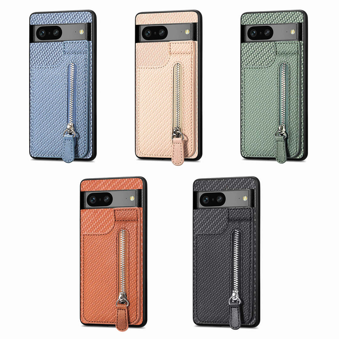 Kunstleder/Carbon Optik Kartenfach Hülle/Case für Google Pixel 9, 9 Pro, 9 Pro XL, 9A, 8, 8 Pro, 8A, 7, 7 Pro, 7A, 6, 6 Pro, 6A, 5, 4, 4 XL, 4A, 3 XL, 3A, 3A XL | ZITOCASES®